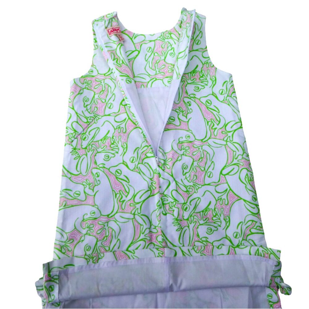 Lilly Pulitzer Originals Girls Shift Dress Green Pink Lilly Pad Hidden Frogs 10 - Picture 3 of 9